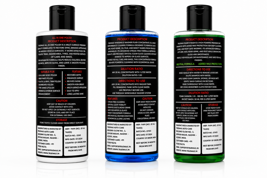 TrueWax Autocare 3 in 1 Car Care Combo Pack – Car Shampoo, All in One Polish & Windshield Washer Fluid | Deep Clean, Shine & Clear Visibility